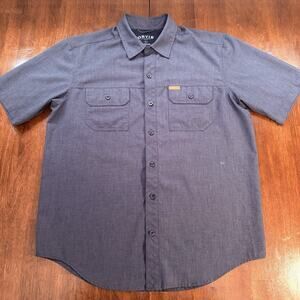 Orvis Tech Men's Medium Short Sleeve Performance Button Up Black Hiking Outdoor